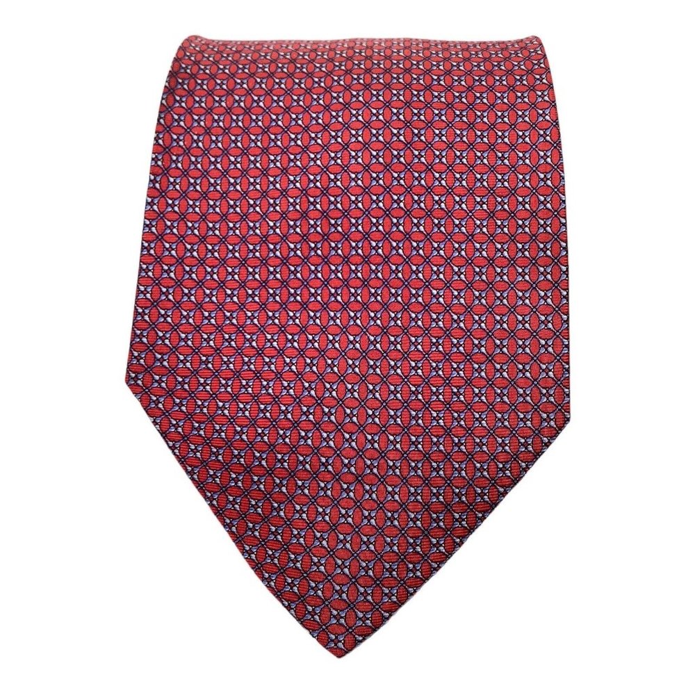 BATTISTONI BAT 1153 Purple Geometric Silk Tie Made In Italy 60"- 3.75" EX COND